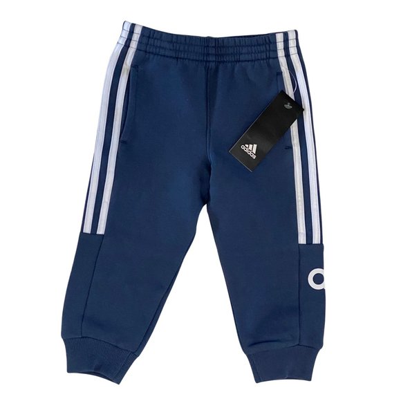 2T Toddler Sweatpants - Adidas 3 Stripes Toddler Fleece Lined Leggings - Dk Gray - Picture 1 of 7